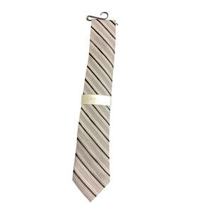 Calvin Klein Men's Striped Silk Blend Necktie Gray Silver Black Formal